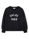 Chloé Logo-embroidered Sweatshirt In Blu