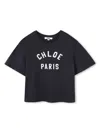 Chloé Short-sleeved Blu Navy T-shirt With Logo In Blue