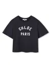 Chloé Short-sleeved Blu Navy T-shirt With Logo In Blu