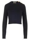 Chloé Embellished Cable-knit Cotton Sweater In Blue