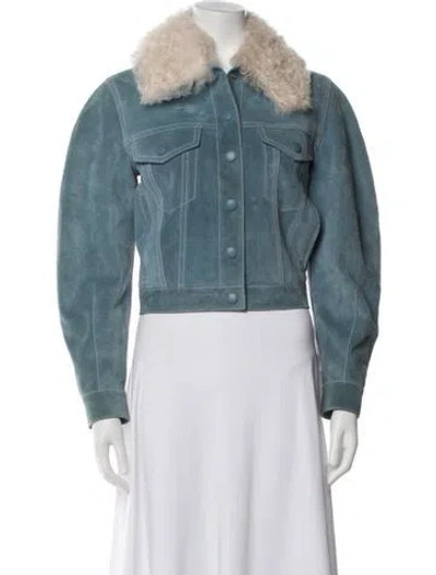 Pre-owned Chloé Calf Leather Jacket In Blue
