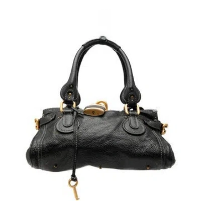 Pre-owned Chloé Calf Leather Leather Paddington Handbag In Black