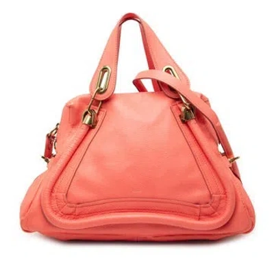 Pre-owned Chloé Calf Leather Medium Leather Paraty Satchel In Orange