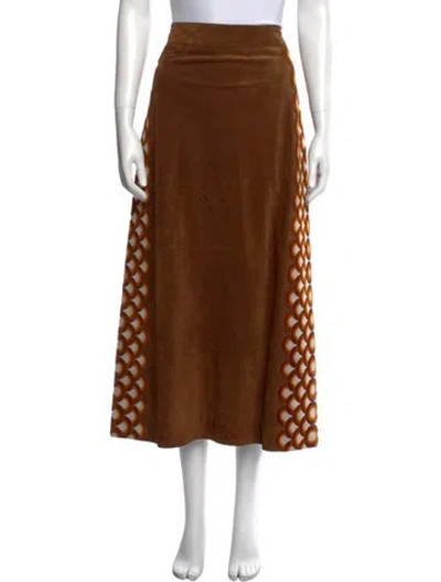 Pre-owned Chloé Calf Leather Midi Length Skirt In Brown