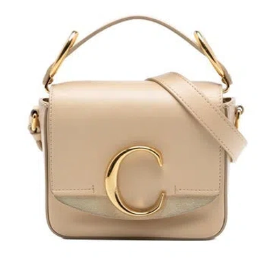 Pre-owned Chloé Calf Leather Mini Calfskin C Satchel In White