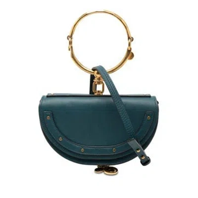 Pre-owned Chloé Calf Leather Mini Calfskin Nile Bracelet Satchel, Mini In Blue