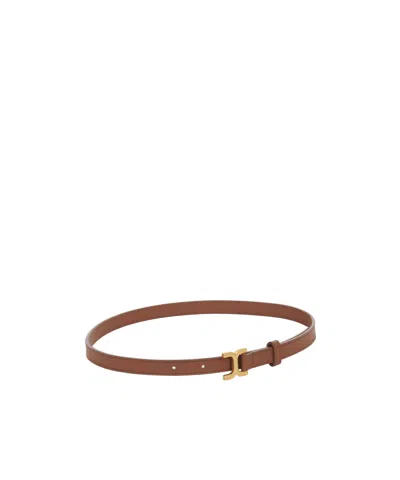 Chloé Calfskin Belt With Grain Flour In Brown