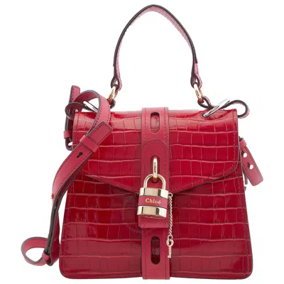 Chloé Chloe Calfskin Crocodile Embossed Small Aby Day Shoulder Bag