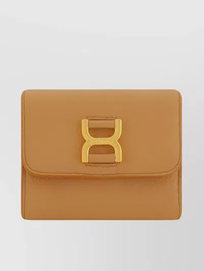 Chloé Calfskin Embossed Leather Wallet In Brown