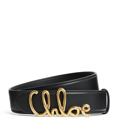 Chloé Calfskin Iconic Belt In Black