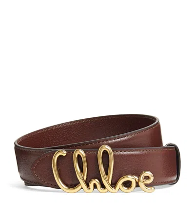 Chloé Calfskin Iconic Belt In Brown