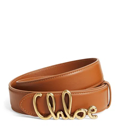 Chloé Calfskin Iconic Belt In Brown