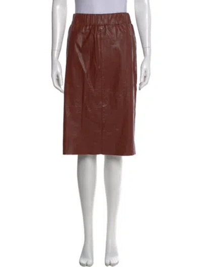 Pre-owned Chloé Calfskin Knee-length Skirt In Brown