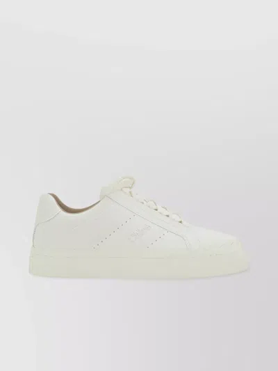 Chloé Lace-up Leather Sneakers In White