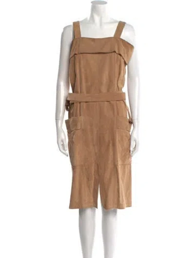 Pre-owned Chloé Calfskin Midi Length Dress In Neutral