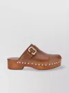 Chloé Calfskin Mules Bold Wooden Platform In Brown