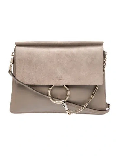 Pre-owned Chloé Calfskin Shoulder Bag Medium In Neutral