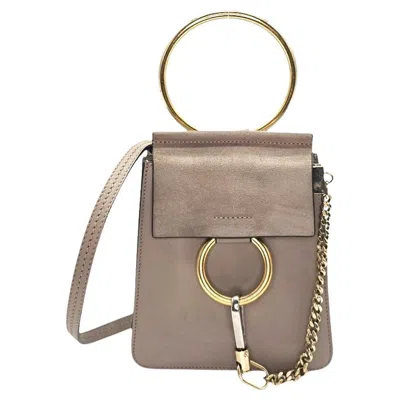 Pre-owned Chloé Chloe Calfskin Suede Mini Faye Bracelet Bag In Brown