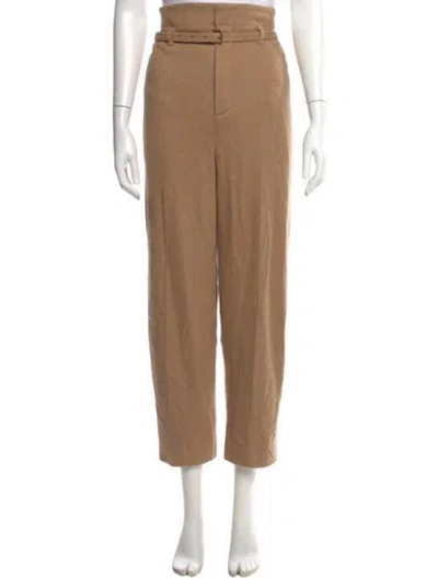 Pre-owned Chloé Camel Leather Straight Leg Pants In Neutral