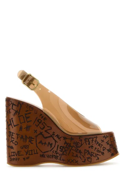Chloé Chloe Camel Pvc Maxime Wedges In Brown