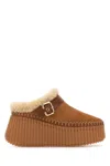 Chloé Camel Suede Nama Slippers In Brown