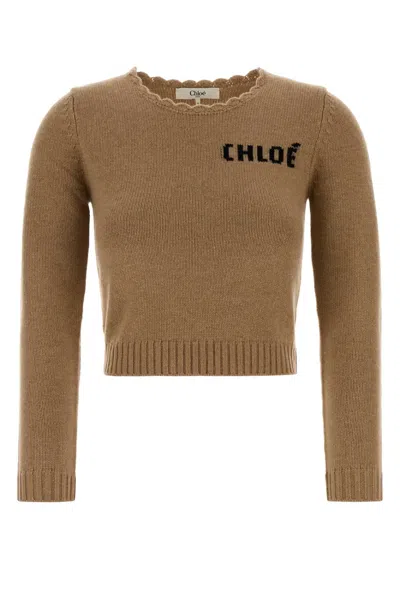 CHLOÉ CAMEL WOOL BLEND SWEATER