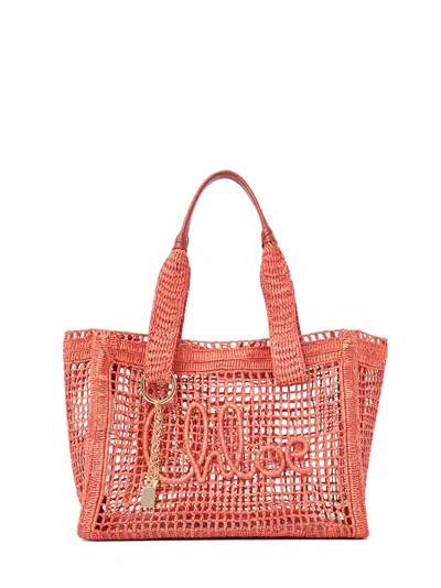 Chloé Camellia Coral Summer Banana East-west Tote Bag