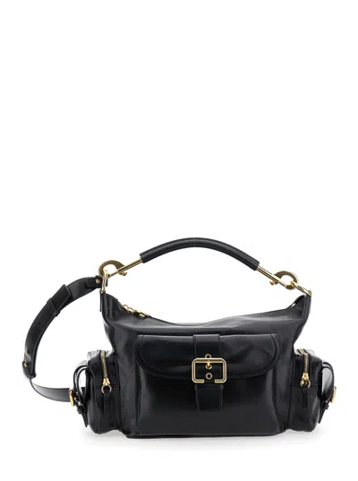 CHLOÉ CHLOÉ WOMEN 'CAMERA BAG' BLACK SHOULDER BAG WITH LOGO BUCKLE AND REMOVABLE HANDLE IN LEATHER WOMAN