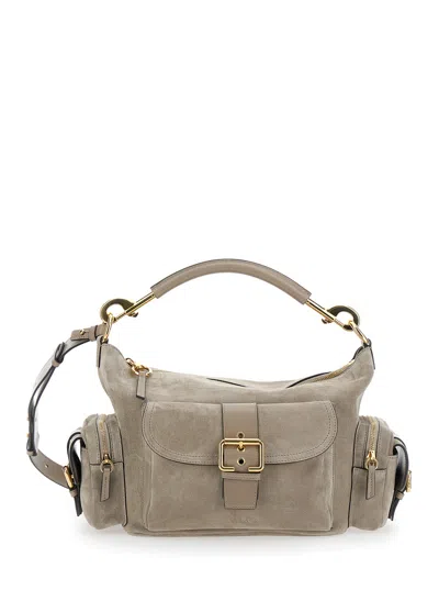 CHLOÉ CHLOÉ WOMEN 'CAMERA BAG' GREY HANDBAG WITH ADJUSTABLE AND REMOVABLE SHOULDER STRAP IN SUEDE WOMAN