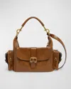 Chloé Camera Bag Large In Natural Shiny Calfskin In Dark Khaki