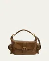 Chloé Camera Bag Large In Natural Shiny Calfskin In Dark Khaki