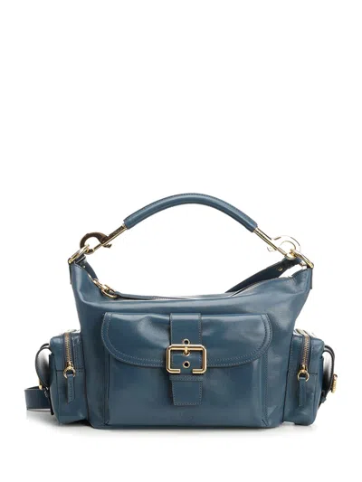 Chloé Strap Detail Front Pocket Top Handle In Tapestryblue