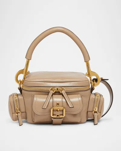 Chloé Camera Bag Small In Natural Shiny Calfskin In Boyish Brown