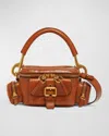 Chloé Small Double Carry Leather Bag With Multipocket Detail In Clay Brown