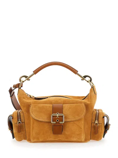 CHLOÉ CAMERA BROWN HANDBAG WITH REMOVABLE UPPER SHOULDER STRAP AND THREE EXTERNAL POCKETS IN SUEDE WOMAN
