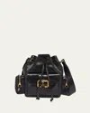 Chloé Camera Bucket Crossbody Bag In Shiny Calfskin In Black