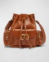 Chloé Camera Bucket Crossbody Bag In Shiny Calfskin In Clay Brown