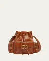Chloé Camera Bucket Crossbody Bag In Shiny Calfskin In Clay Brown