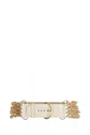 Chloé Camera Croc-effect Chain Belt In Neutral