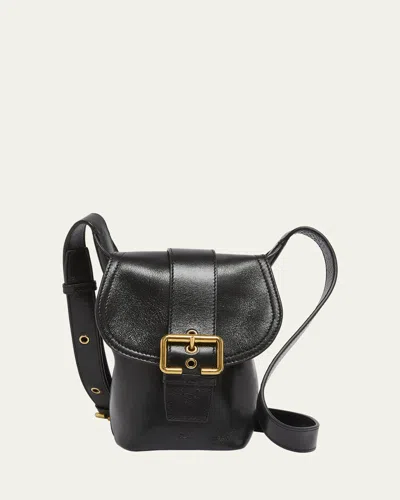 Chloé Camera Crossbody Bag In Natural Shiny Buffalo Leather In Black