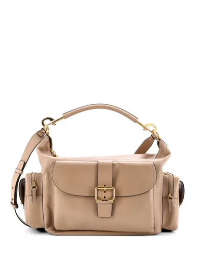 Pre-owned Chloé Camera Leather Large Shoulder Bag In Neutral