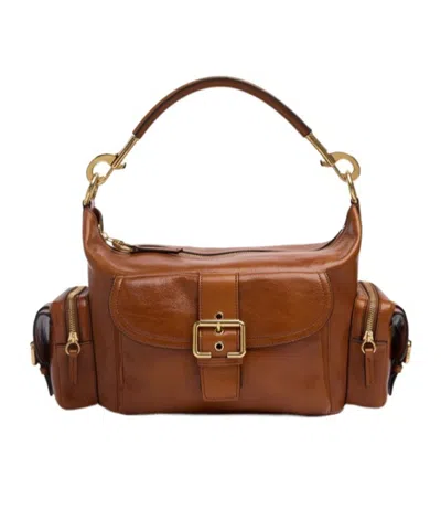 Chloé Camera Leather-trimmed Suede Shoulder Bag In Brown