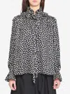 Chloé Women Black Blouse With High Neck And All-over Polka Dot Motif In Silk Woman In Black
