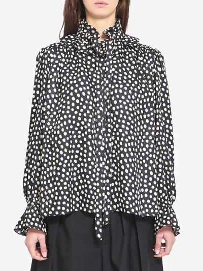 Chloé Polka Dot Blouse With Ruffles In Black