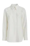 Chloé Embroidered Cotton Button-up Shirt In 107