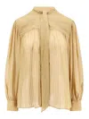 Chloé Silk Shirt With Metallic Stripes And Lurex In Neutral