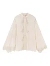 Chloé Silk Georgette And Lace Blouse In Neutral