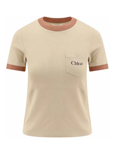 Chloé Rubber Print Logo Cotton T-shirt In Neutrals
