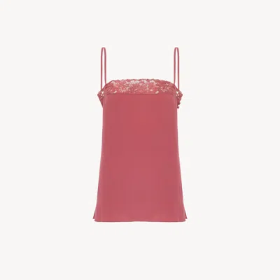 Chloé Camisole Top In Crêpe De Chine & Lace In Pink
