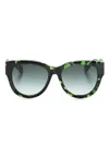 Chloé Camouflage-print Cat Eye-frame Sunglasses In Grün